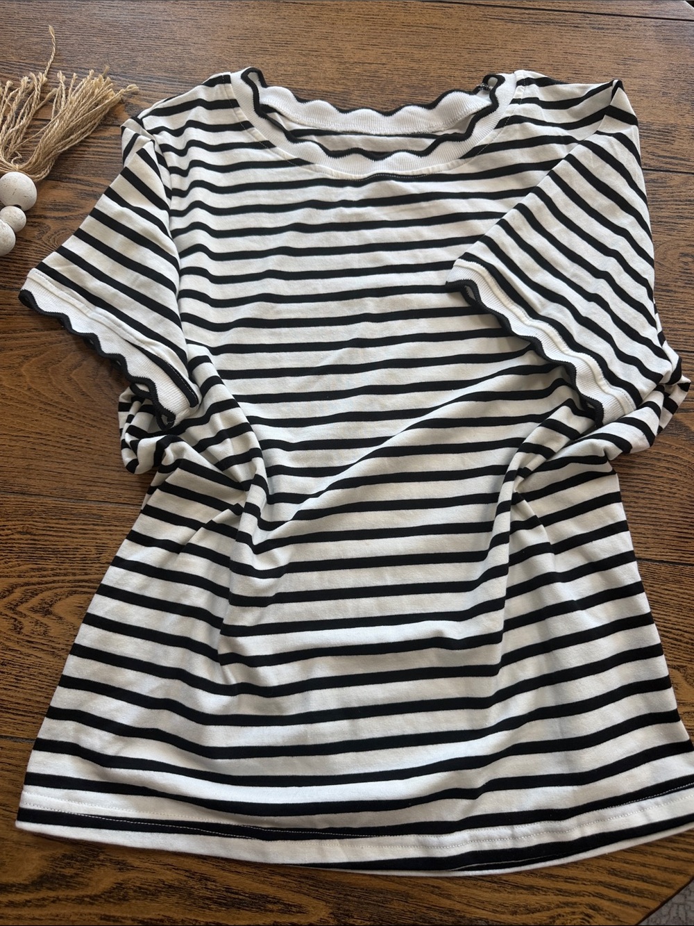 Women’s Black & White Striped Short Sleeve Tee